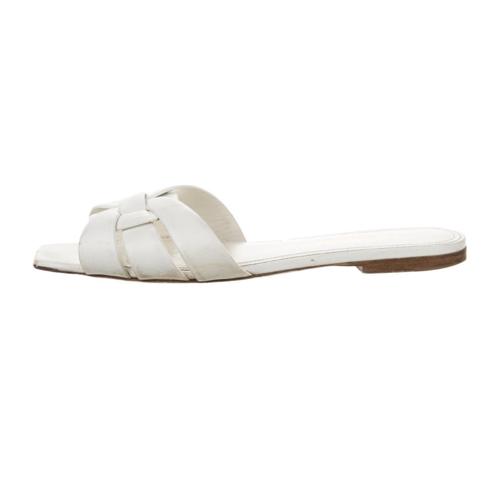 Saint Laurent White Tribute Mules Sandals